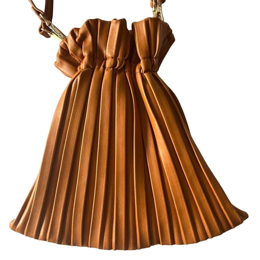 Urban Expressions Tan Shoulder Bag with Pleated Design, New Without Tag